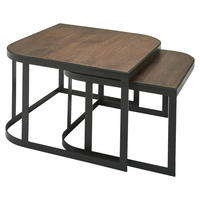 COUCHTISCHSET Mangoholz massiv quadratisch Dunkelbraun  - Dunkelbraun/Schwarz, MODERN, Holz/Metall (60/60/40cm) - MID.YOU