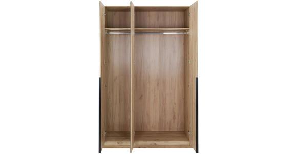 DREHTÜRENSCHRANK in Eiche Artisan - Schwarz/Eiche Artisan, KONVENTIONELL, Glas/Holzwerkstoff (134/211/55cm) - Carryhome