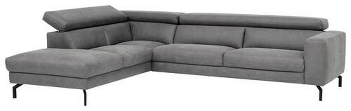 ECKSOFA in Mikrofaser Grau  - Schwarz/Grau, Modern, Textil/Metall (233/305cm) - Trendmanufaktur