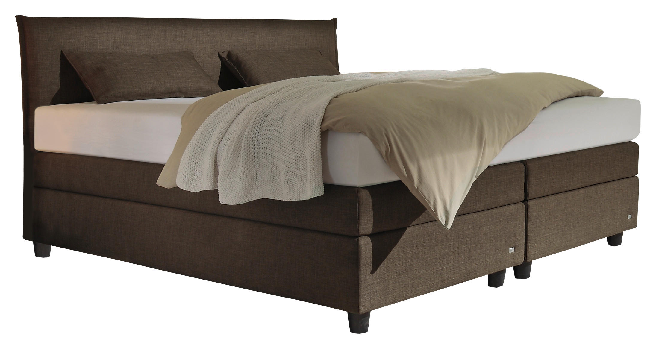 BOXSPRINGBETT 200/200 cm,  in Braun, Matratze, gepolstertes Kopfteil, H3 + H3 = fest  - Schwarz/Braun, Design, Kunststoff/Textil (200/200cm) - RUF Betten