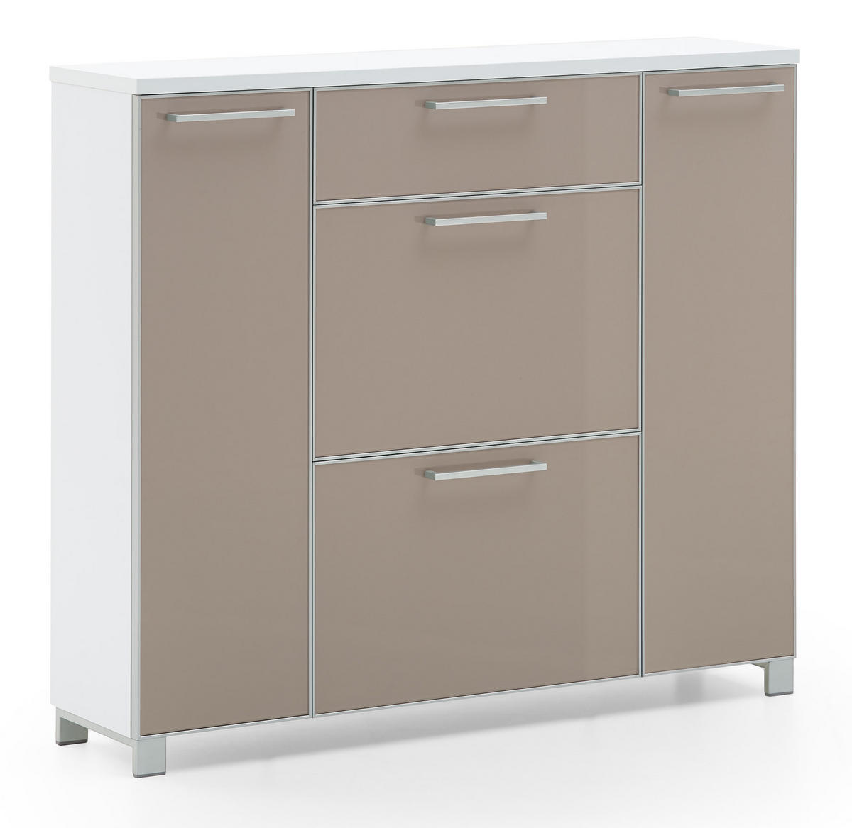 GARDEROBE 3-teilig  in 190/195/31 cm  - Taupe/Weiss, Design, Glas/Holzwerkstoff (190/195/31cm)