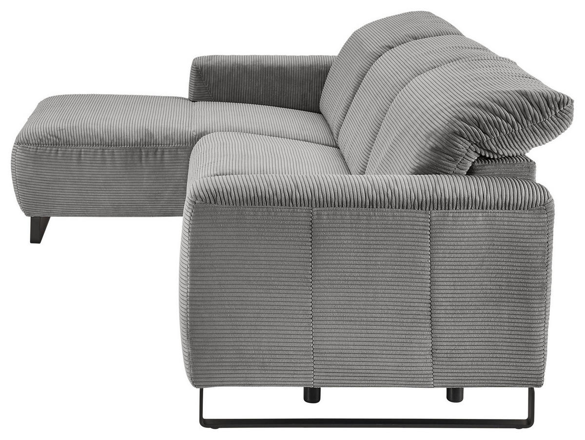 ECKSOFA in Cord Dunkelgrau  - Dunkelgrau/Schwarz, Konventionell, Textil/Metall (180/266cm) - Hom`in