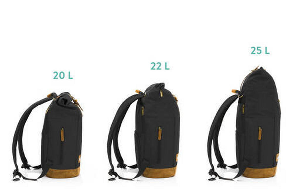 WICKELRUCKSACK Berlin  - Schwarz/Braun, Basics, Leder/Textil (28/16/55cm) - Fillikid