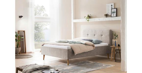 POLSTERBETT Taupe 140/200 cm - Taupe/Eichefarben, Basics, Holz/Textil (140/200cm) - Xora