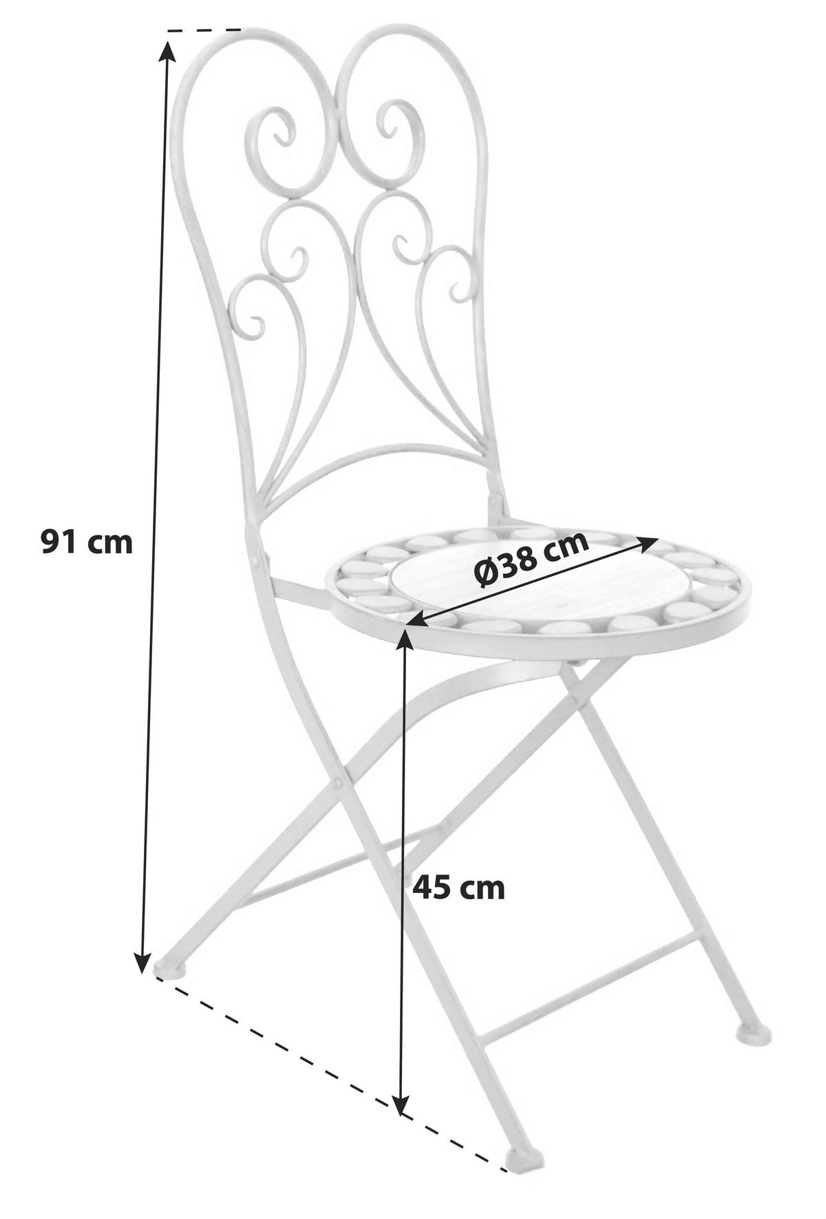 GARTENKLAPPSTUHL-SET in Metall, Keramik Anthrazit, Grau, Beige  - Anthrazit/Beige, Basics, Keramik/Metall (38/91/38cm) - Acamp