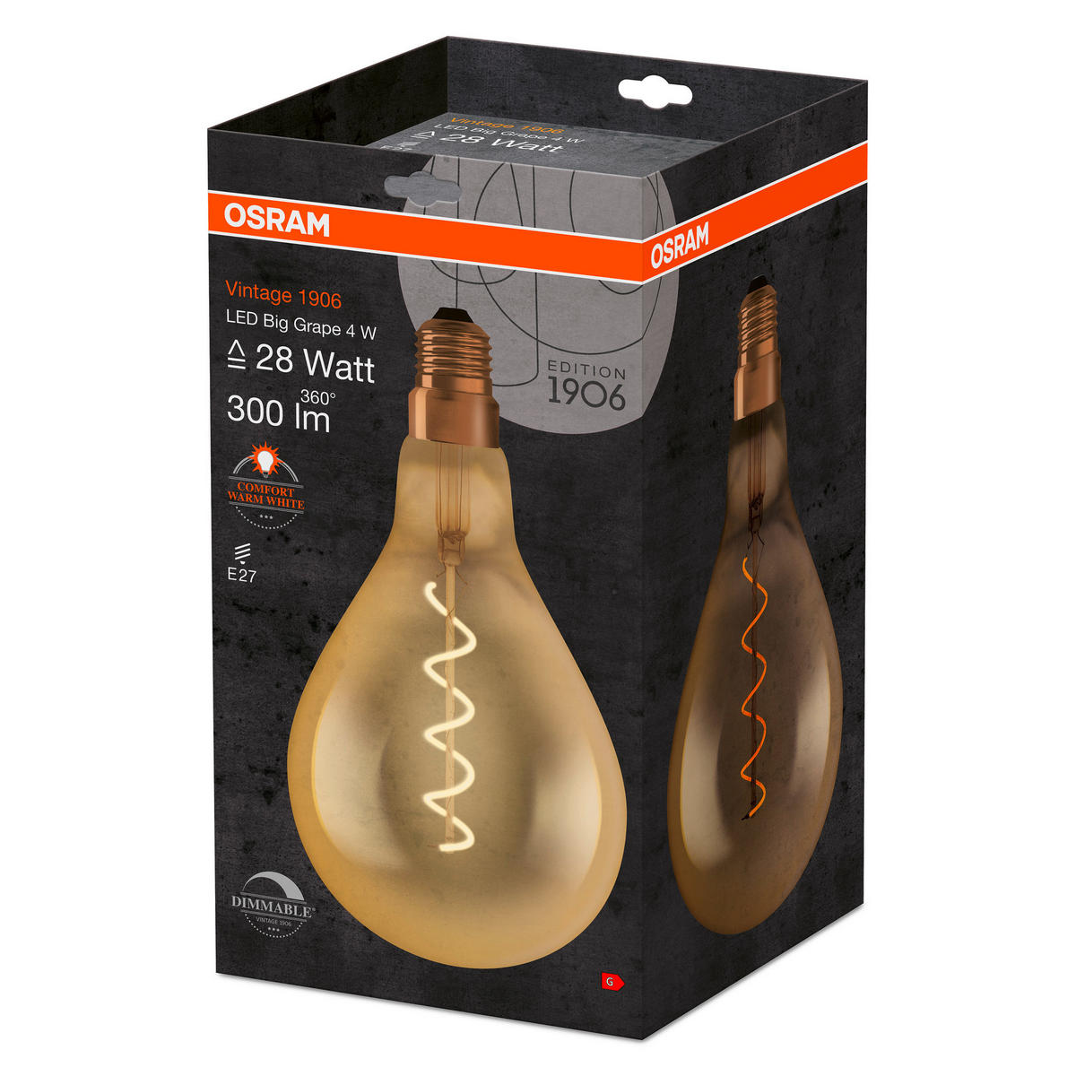LED-LEUCHTMITTEL   E27 4 W 300 lm  - Goldfarben, Basics, Glas (16/28,7cm) - Osram