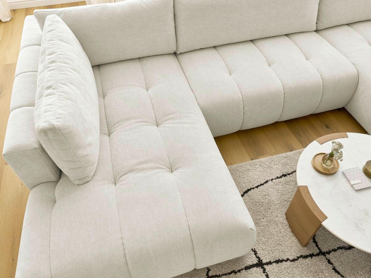 WOHNLANDSCHAFT  FUJI  Beige Leinenoptik  - Beige/Schwarz, MODERN, Kunststoff/Textil (204/377/160cm)