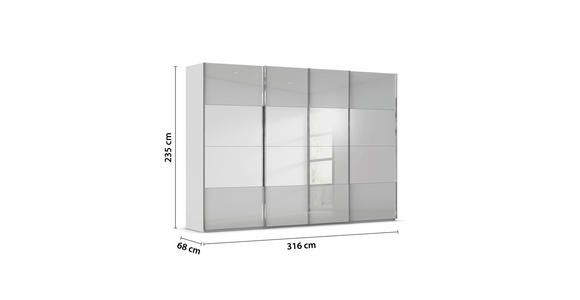 SCHWEBETÜRENSCHRANK  in Seidengrau  - Chromfarben/Seidengrau, Design, Glas/Holzwerkstoff (316/235/68cm) - Novel