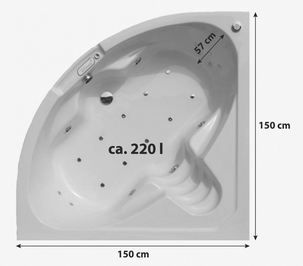 WHIRLPOOL-BADEWANNE   - Weiß, Basics (150/57/150cm)