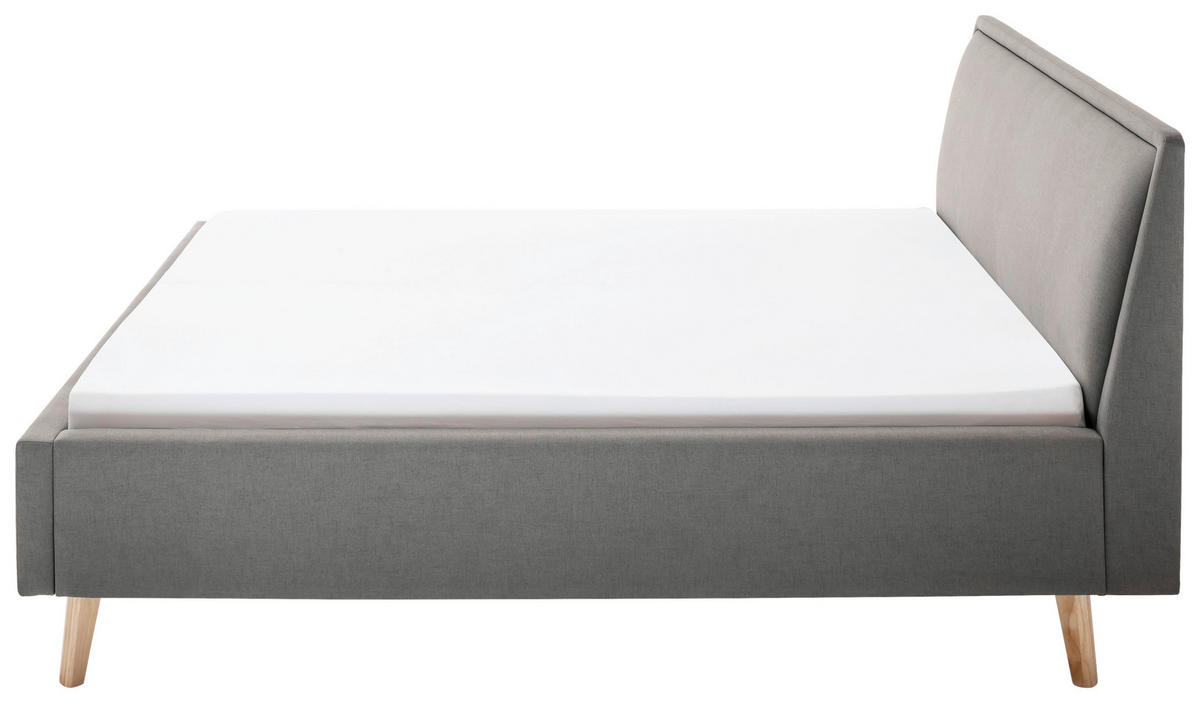 POLSTERBETT Lattenrost, Bettkasten Hellgrau 140/200 cm  - Eschefarben/Hellgrau, KONVENTIONELL, Holz/Textil (140/200cm) - Livetastic