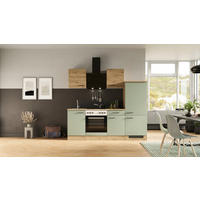 KÜCHENBLOCK 220 cm   in Eiche Artisan, Schilfgrün  - Schilfgrün/Schwarz, MODERN, Holzwerkstoff/Metall (220cm) - FlexWell