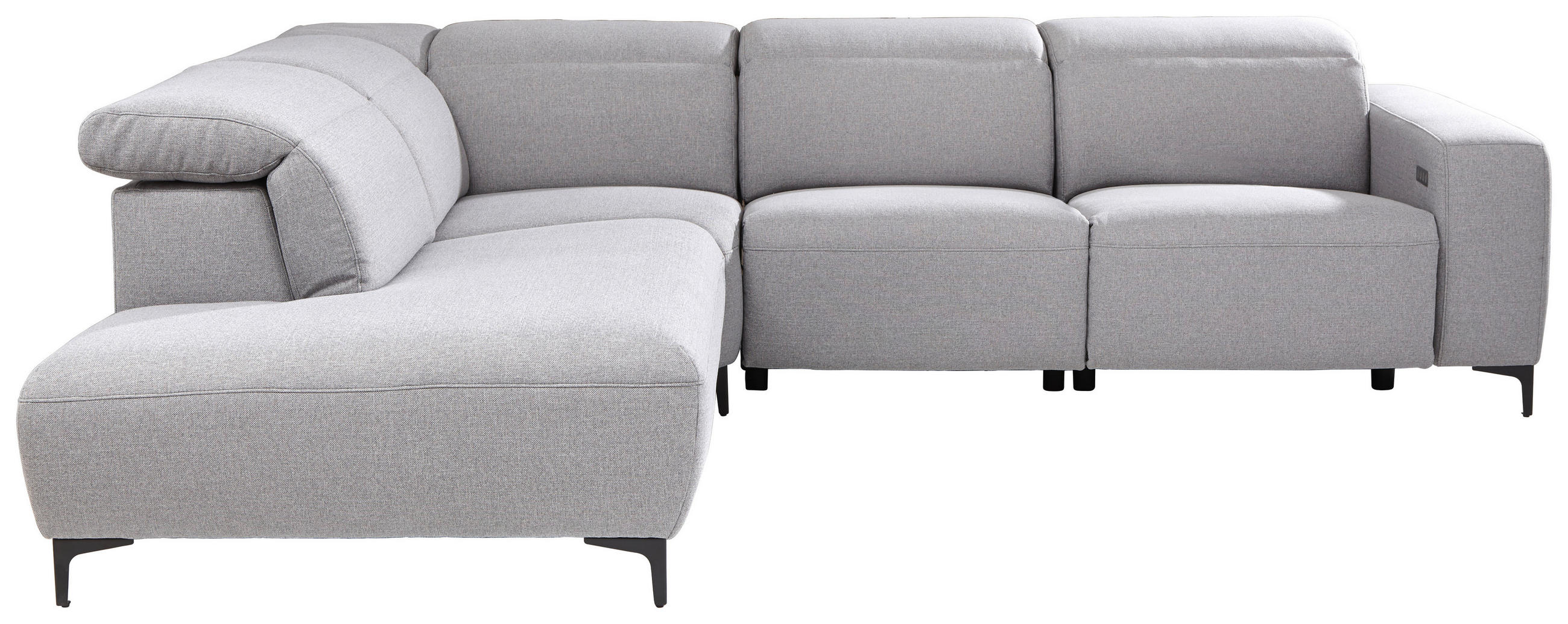ECKSOFA Grau Flachgewebe  - Schwarz/Grau, Design, Textil/Metall (238/290cm) - Pure Home Lifestyle