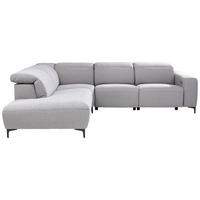 ECKSOFA Grau Flachgewebe  - Schwarz/Grau, Design, Textil/Metall (238/290cm) - Pure Home Lifestyle