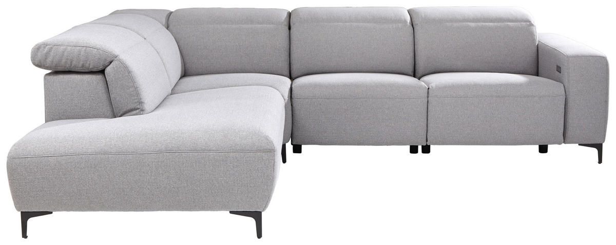 ECKSOFA Grau Flachgewebe  - Schwarz/Grau, Design, Textil/Metall (238/290cm) - Pure Home Lifestyle