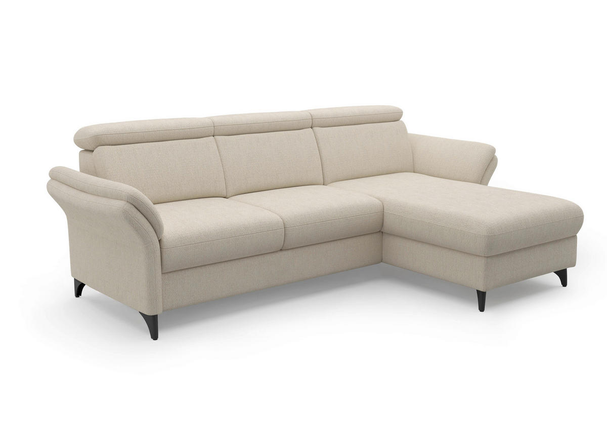 ECKSOFA Chenille Sandfarben  - Sandfarben/Schwarz, Konventionell, Textil/Metall (253/166cm) - Sit & More