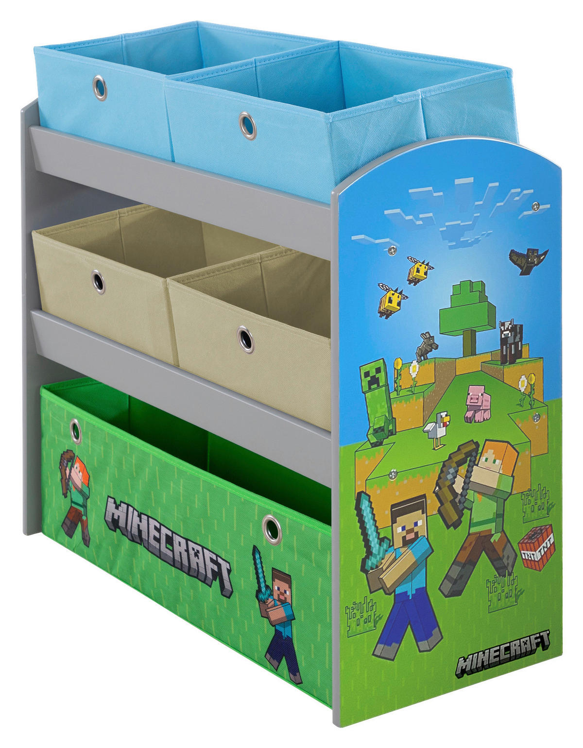 KINDERREGAL  - Blau/Multicolor, MODERN, Holzwerkstoff/Textil (60/63,5/30cm) - Minecraft