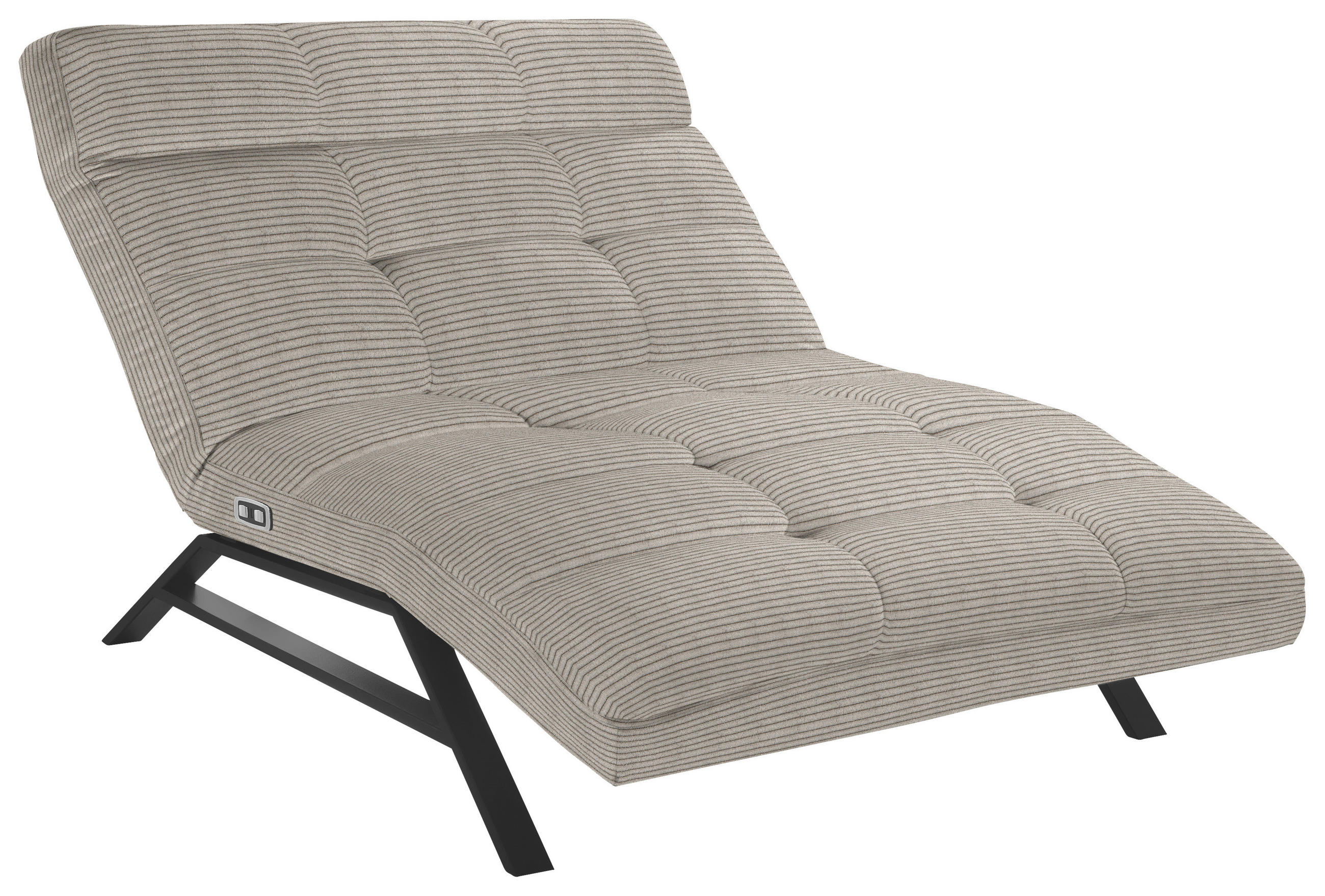 Liege mit motorischer Relaxfkt Cord Sandfarben  - Sandfarben/Schwarz, Design, Textil/Metall (120/54-113/158-198cm) - Pure Home Lifestyle