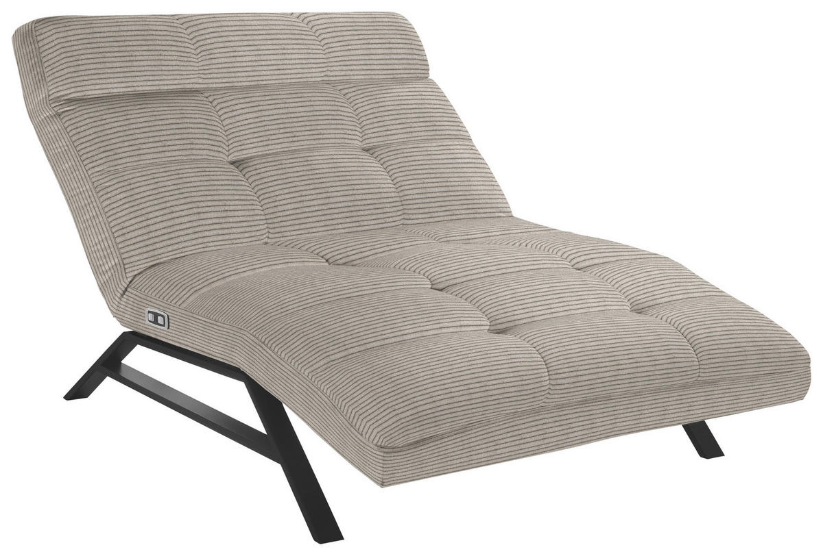 RELAXLIEGE in Cord Sandfarben  - Sandfarben/Schwarz, Design, Textil/Metall (120/54-113/158-198cm) - Pure Home Lifestyle