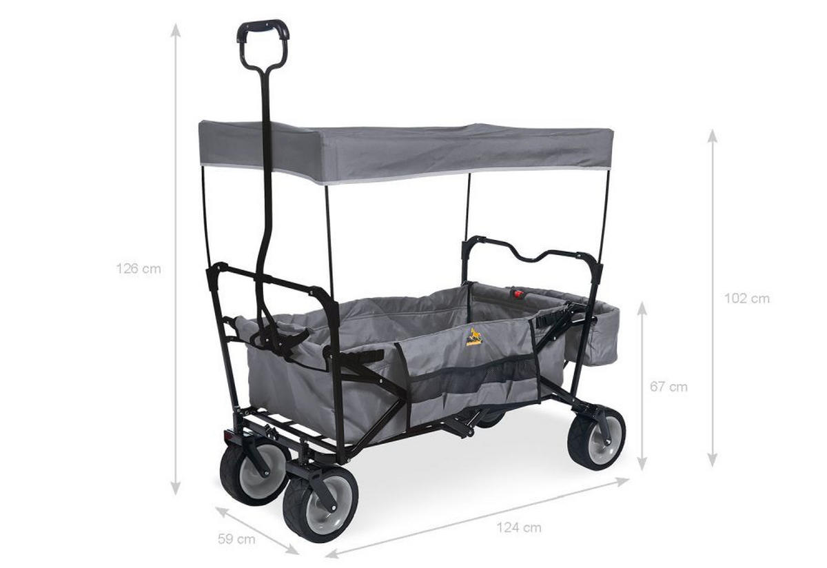 BOLLERWAGEN  Paxi   - Grau, Basics, Textil/Metall (124/59/67cm) - Pinolino