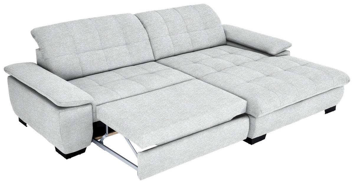 ECKSOFA in Webstoff Hellgrau  - Hellgrau/Schwarz, Design, Textil/Metall (265/180cm) - Carryhome