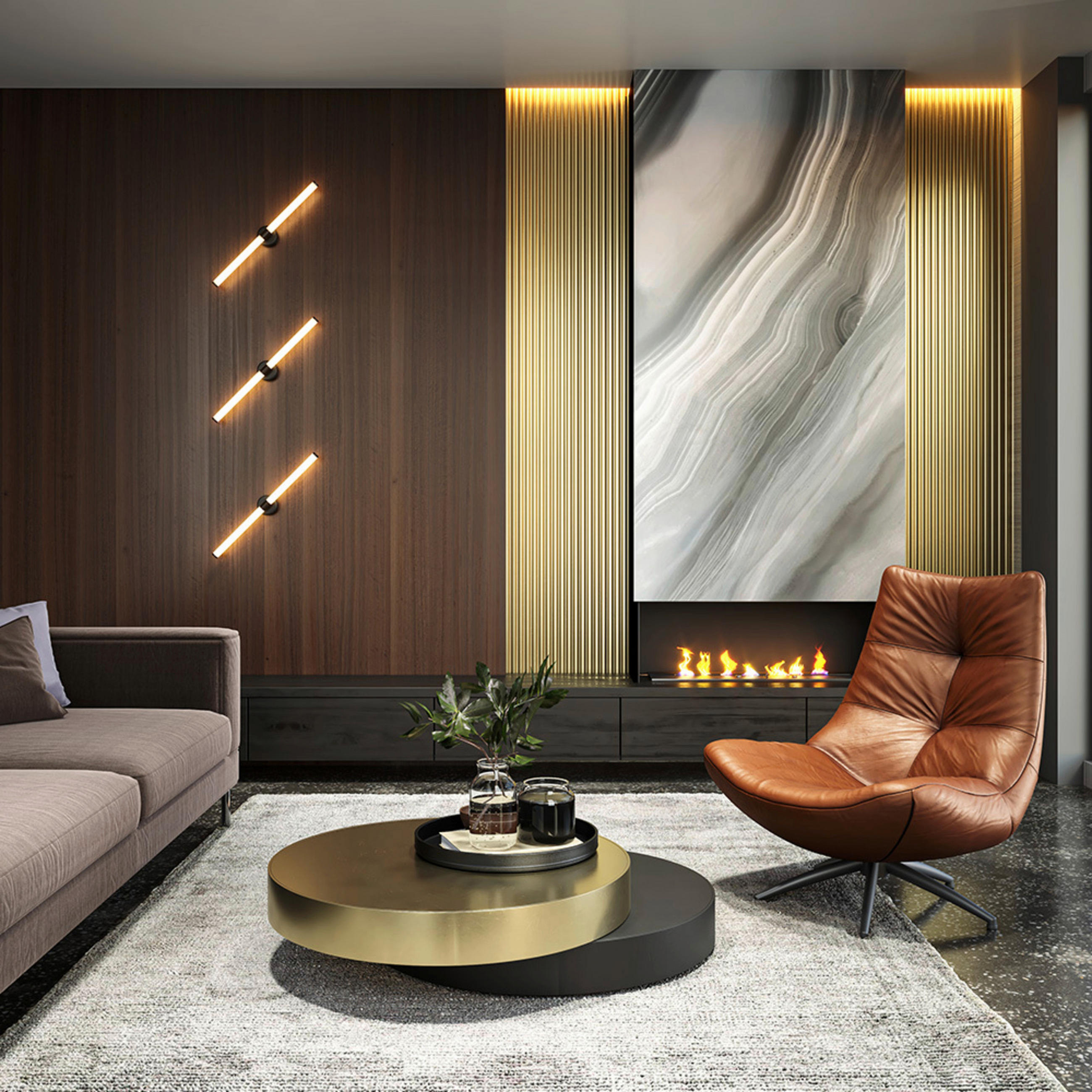 WANDLEUCHTE - Goldfarben, Basics, Kunststoff (3/63/63cm) - MAYTONI