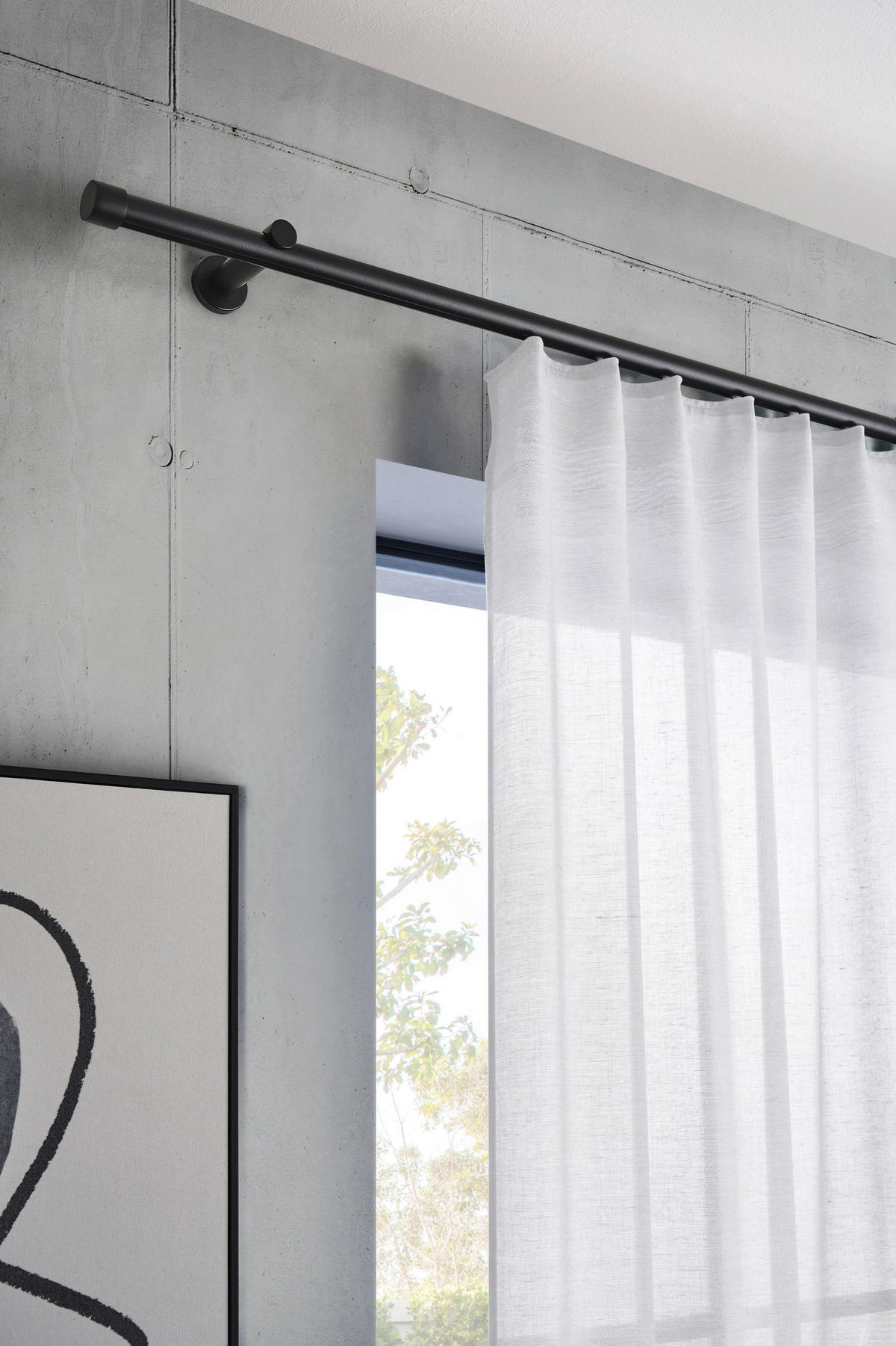 Set Galerii Perdele 120 cm  - negru, Basics, metal (120cm) - Homeware