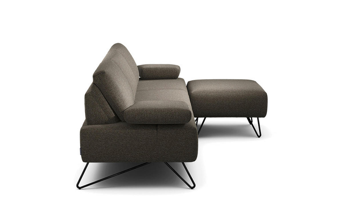3-SITZER-SOFA Chenille Braun  - Schwarz/Braun, Design, Textil/Metall (234-264/85/86-94cm) - SENSOO