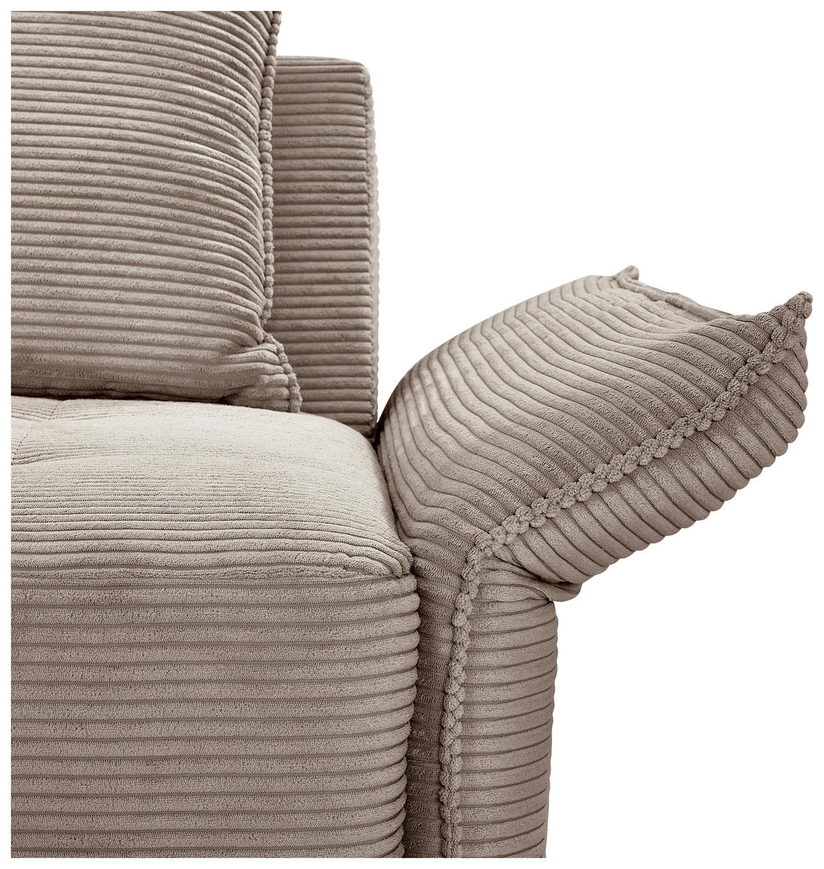 BIGSOFA in Cord Taupe  - Taupe/Schwarz, Design, Textil/Metall (226/91/103cm) - Carryhome