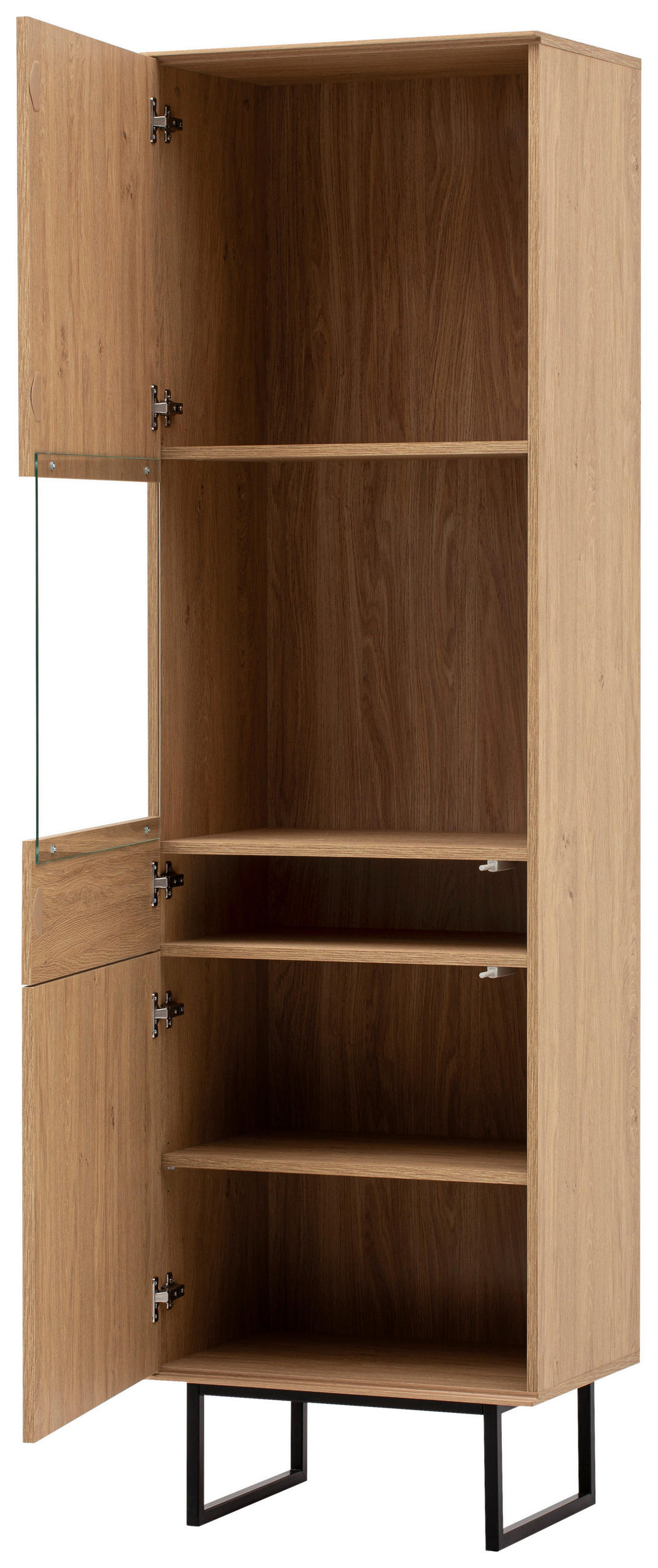 VITRINE in Eichefarben  - Eichefarben/Schwarz, Design, Glas/Holzwerkstoff (58/200/40cm) - Modante