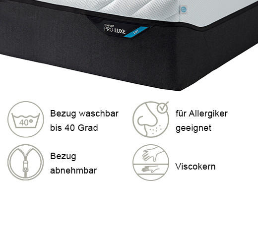 Thumbnail - Tempur Matratze Pro Luxe® Coolquilt, Weiß, Textil, 120x200 cm, Made in Denmark, Über- und Sondergrößen erhältlich, Bezug...