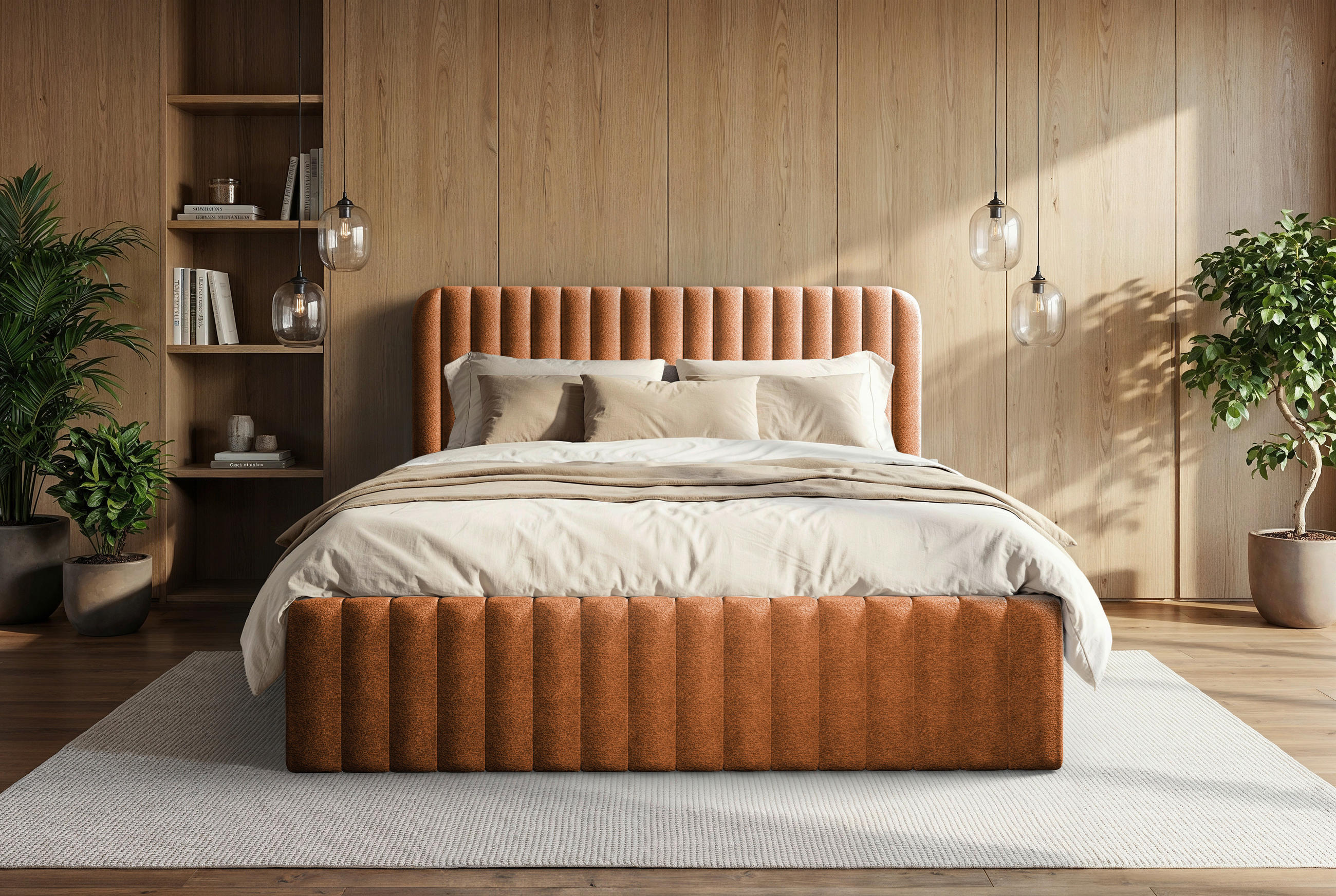 POLSTERBETT 180/200 cm  Terracotta  - Terracotta/Schwarz, Modern, Holz/Holzwerkstoff (180/200cm) - MID.YOU
