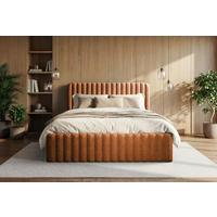 POLSTERBETT 180/200 cm  Terracotta  - Terracotta/Schwarz, Modern, Holz/Holzwerkstoff (180/200cm) - MID.YOU