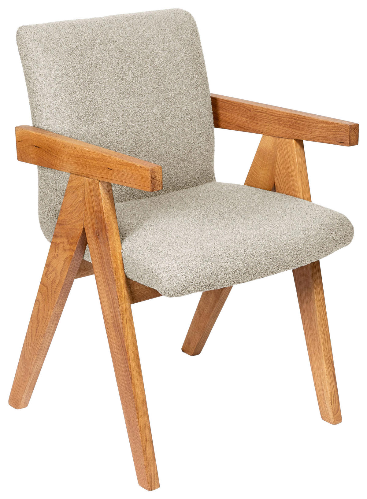 ARMLEHNSTUHL  in Bouclé  - Taupe/Eichefarben, KONVENTIONELL, Holz/Textil (53,5/83/62cm) - Linea Natura