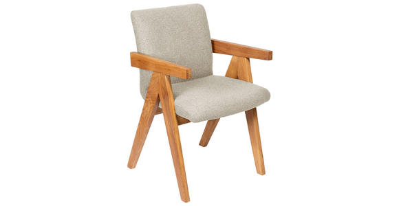 ARMLEHNSTUHL in Holz, Textil Taupe  - Taupe/Eichefarben, KONVENTIONELL, Holz/Textil (53,5/83/62cm) - Linea Natura