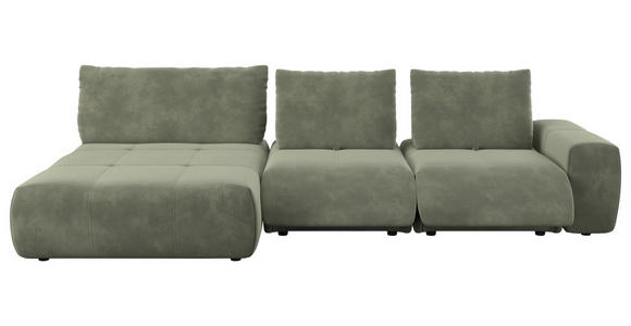 ECKSOFA in Velours Olivgrün  - Schwarz/Olivgrün, Design, Kunststoff/Textil (174/342cm) - Xora