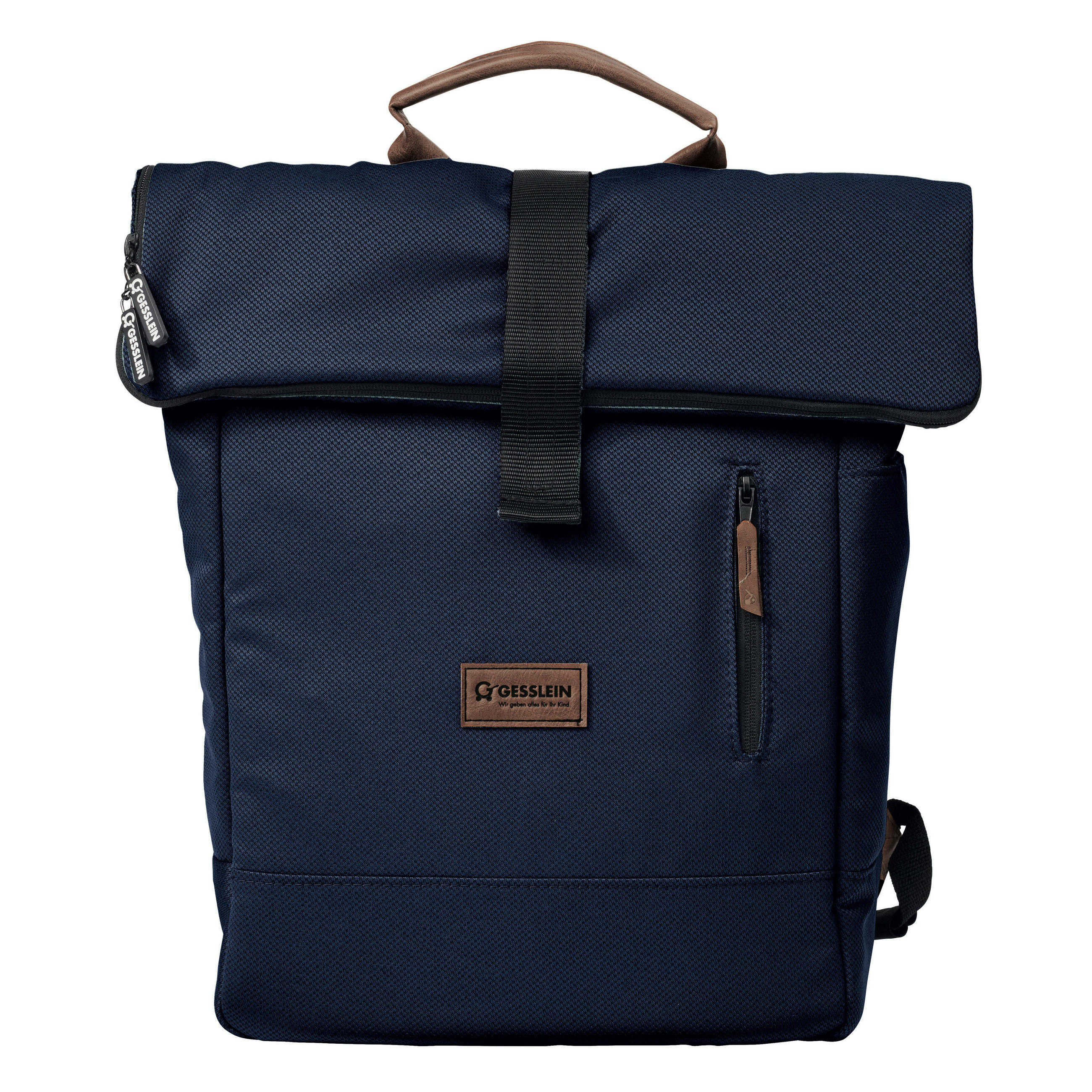 Gesslein Wickelrucksack N° 6 Marine/Tabak Braun, Dunkelblau 31x45x12 cm