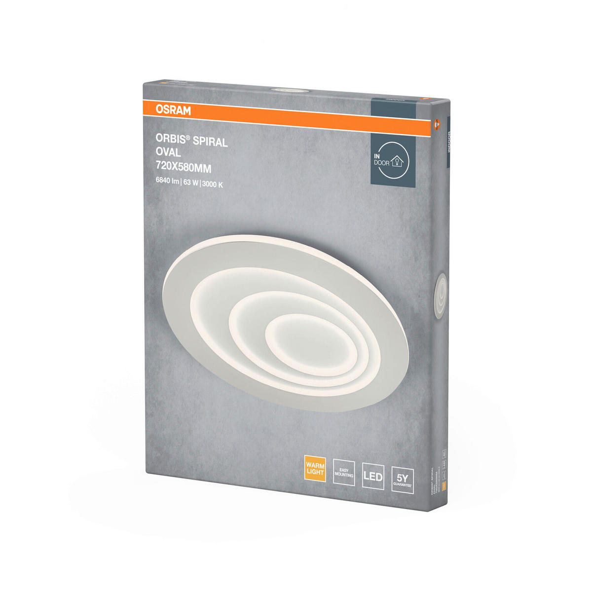 LED-DECKENLEUCHTE Orbis Spiral Oval 72/58/5,6 cm   - Weiß, Design, Kunststoff/Metall (72/58/5,6cm) - Osram