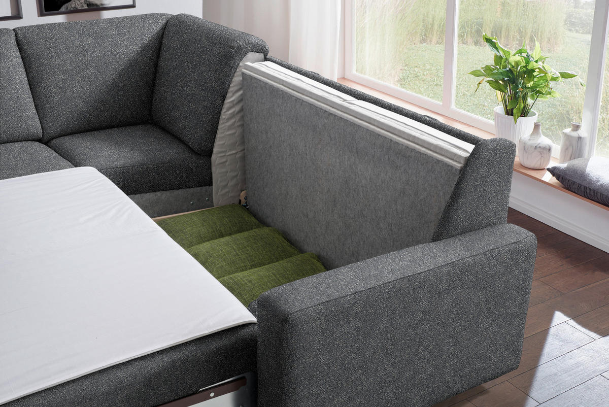 WOHNLANDSCHAFT  in Mikrovelours Grau  - Anthrazit/Alufarben, KONVENTIONELL, Textil (158/323/237cm) - Sedda