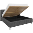 POLSTERBETT gepolstertes Kopfteil, Lattenrost, Bettkasten Anthrazit 180/200 cm  - Anthrazit/Schwarz, Design, Holz/Textil (180/200cm) - Carryhome