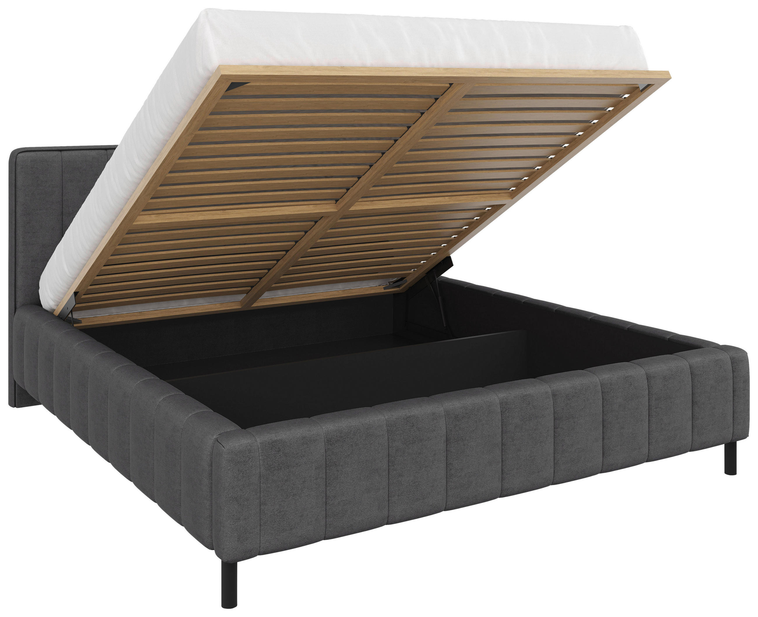 POLSTERBETT 180/200 cm  Anthrazit  - Anthrazit/Schwarz, Design, Holz/Textil (180/200cm) - Carryhome