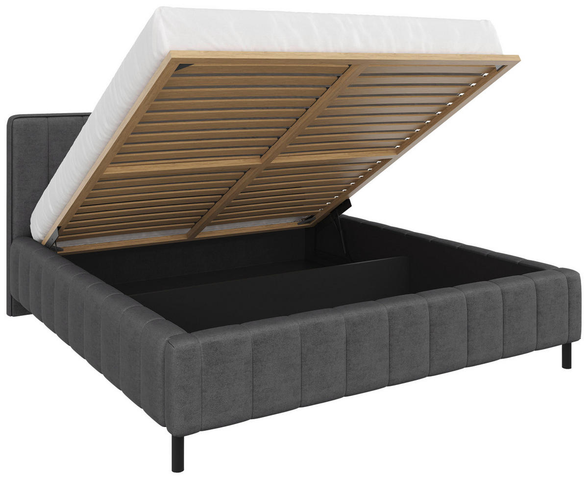 POLSTERBETT 180/200 cm  Anthrazit  - Anthrazit/Schwarz, Design, Holz/Textil (180/200cm) - Carryhome