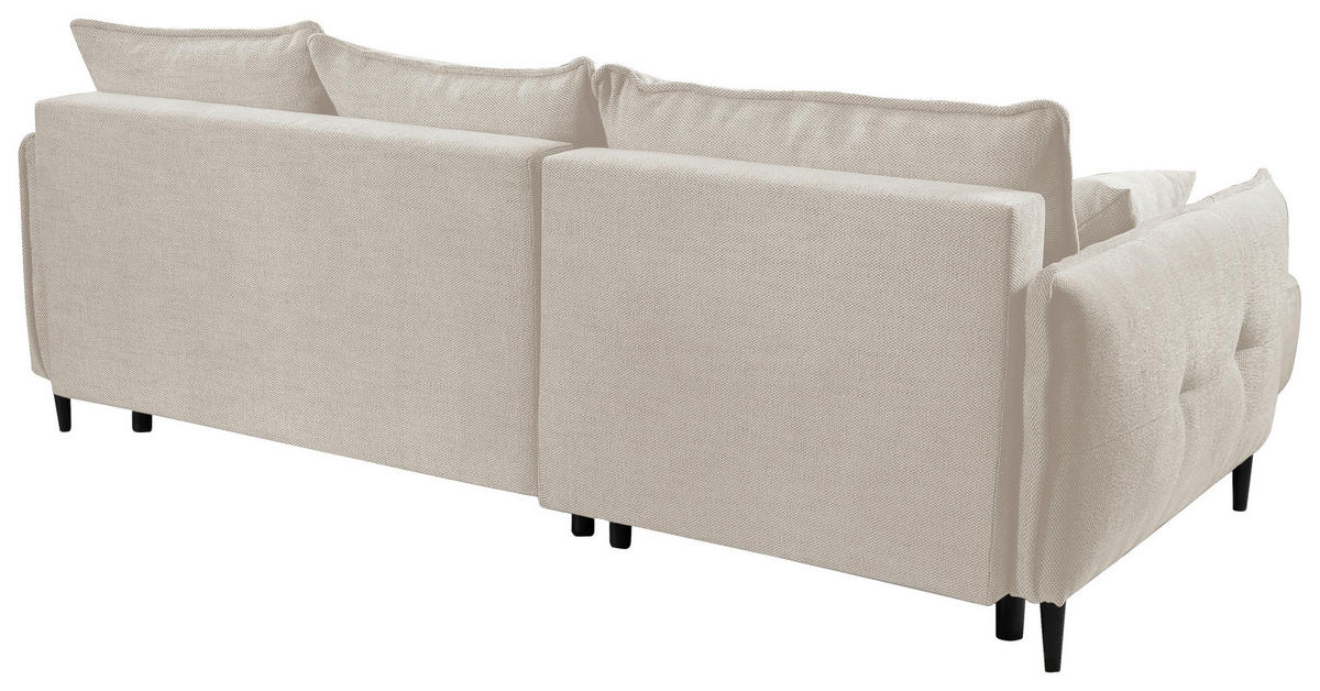 ECKSOFA Struktur Creme  - Creme/Schwarz, Design, Holz/Textil (165/244cm) - MID.YOU