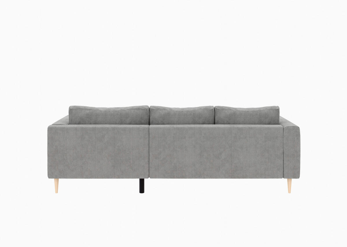 ECKSOFA  in Cord Grau  232/161 cm  - Buchefarben/Grau, MODERN, Holz/Textil (232/161cm) - Trendmanufaktur