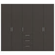 DREHTÜRENSCHRANK 251/223/61 cm,  in Graphitfarben, 5-türig  - Edelstahlfarben/Graphitfarben, Basics, Holzwerkstoff/Metall (251/223/61cm) - Novel