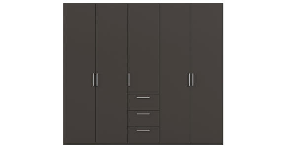 DREHTÜRENSCHRANK 251/223/61 cm,  in Graphitfarben, 5-türig  - Edelstahlfarben/Graphitfarben, Basics, Holzwerkstoff/Metall (251/223/61cm) - Novel