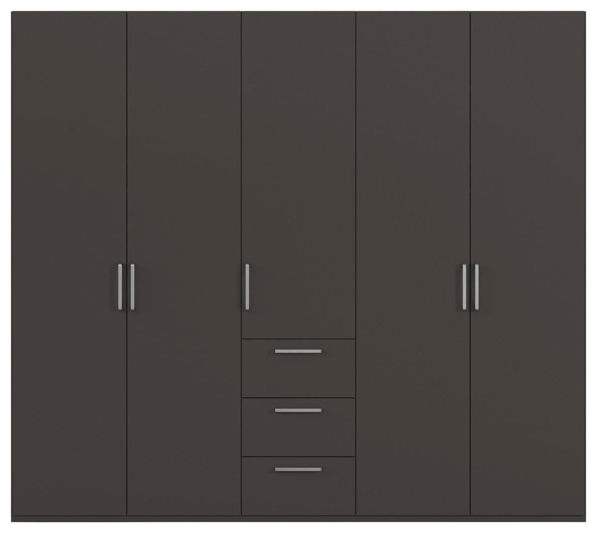 DREHTÜRENSCHRANK 251/235/61 cm,  in Graphitfarben, 5-türig  - Edelstahlfarben/Graphitfarben, Basics, Holzwerkstoff/Metall (251/235/61cm) - Novel