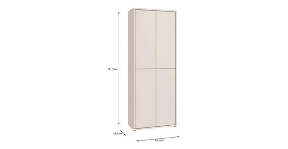 SCHUHSCHRANK Alice Springs  in 74,5/191,9/34,9 cm  - Sandfarben/Grau, MODERN, Holzwerkstoff/Kunststoff (74,5/191,9/34,9cm) - Xora