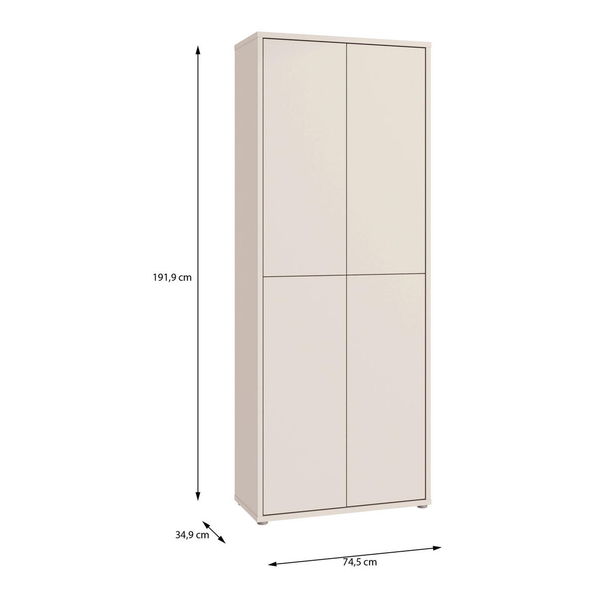SCHUHSCHRANK Sandfarben  - Sandfarben/Grau, MODERN, Holzwerkstoff/Kunststoff (74,5/191,9/34,9cm) - Carryhome