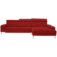 ECKSOFA in Webstoff Rot  308/205 cm  - Rot/Alufarben, Design, Textil (308/205cm) - Sedda