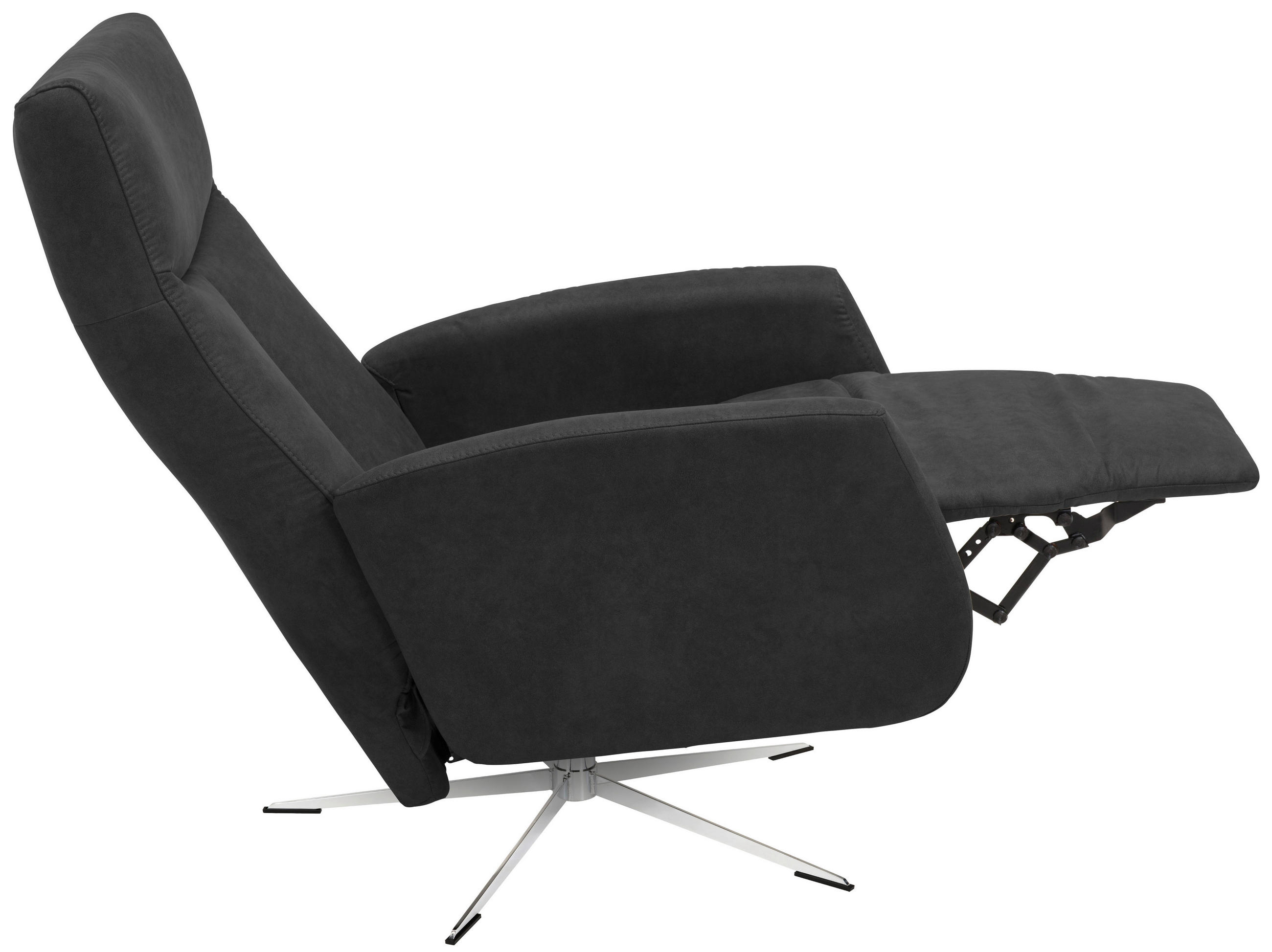 RELAXSESSEL Echtleder Relaxfunktion, Fußteilverstellung    - Silberfarben/Schwarz, Design, Leder/Metall (74/101/84cm) - Welnova